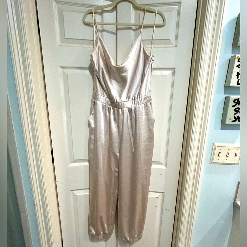 Satin cowl neck jumpsuit